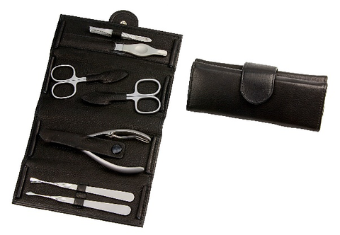 Manicure roll: 7 pcs. stainless; black