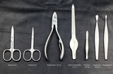 Manicure roll: 7 pcs. stainless; black