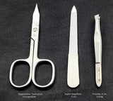 Pocket sized manicure set: 3 pcs., stainless; black