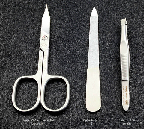 Ppocket sized manicure set: 3 pcs., stainless; cobalt blue