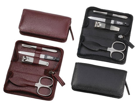 Zippered manicure set: 4 pcs., stainless; cobalt blue