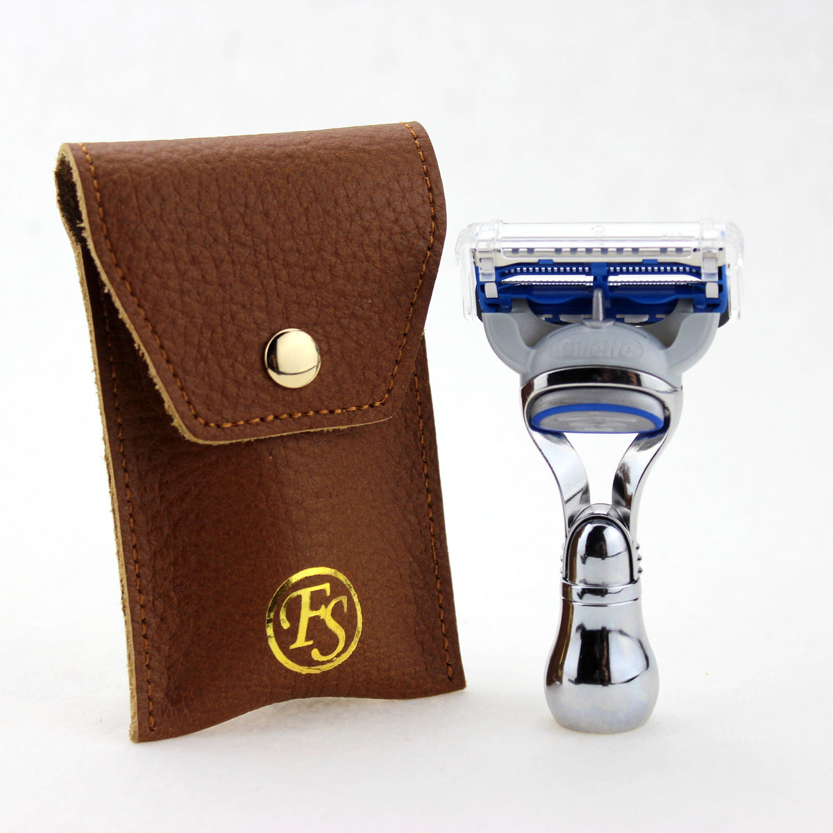 Mini Chrome Fusion Travel Razor & Leather Case – Frank Shaving
