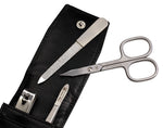 Pocket sized manicure set: 4 pcs., stainless; black