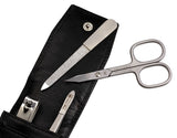 Pocket sized manicure set: 4 pcs., stainless; black