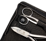 Zippered manicure set: 6 pcs., stainless; black