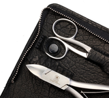 Zippered manicure set: 6 pcs., stainless; black