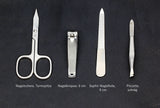 Pocket sized manicure set: 4 pcs., stainless; black