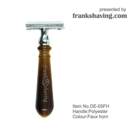 Faux horn handle safety razor