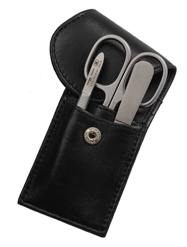Pocket sized manicure set: 3 pcs., stainless; black