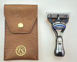 Mini Gunmetal Fusion Travel Razor & Leather Case