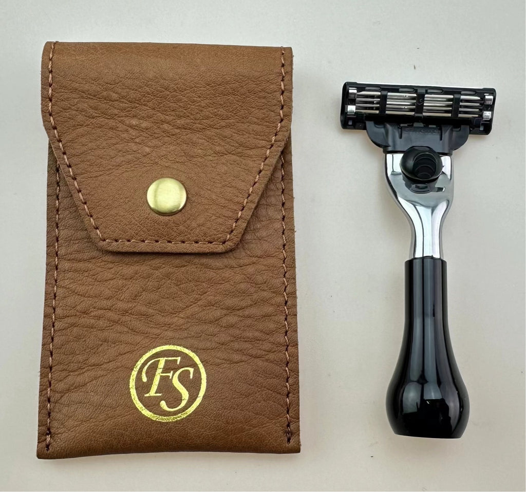 Mach 5 Razor Case Mini Black Travel Mach3 Razor & Leather Case – Frank Shaving