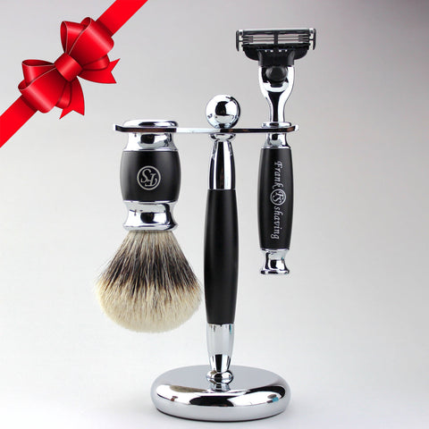 BLACK MODERN FINEST BADGER SHAVING SET
