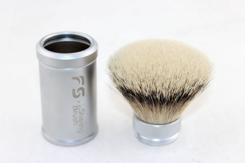 Travel brush Silvertip badger FAN shape knot size 28mm