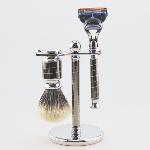 3-Piece Pure Badger Shaving Set(Gun Metal)